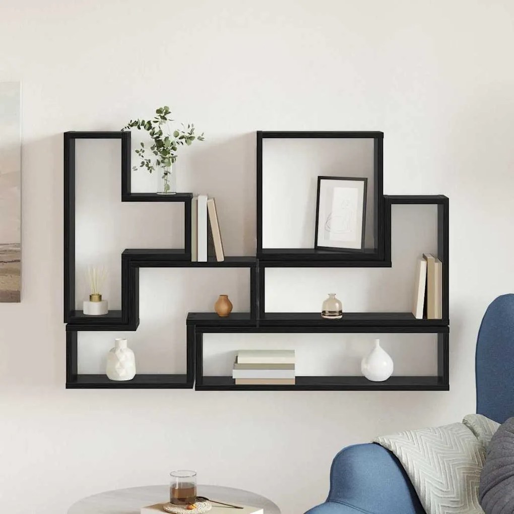 vidaXL Κύβος Τοίχου Μαύρη δρυς 96 x 12 x 64 εκ. Επεξεργασμένο ξύλο