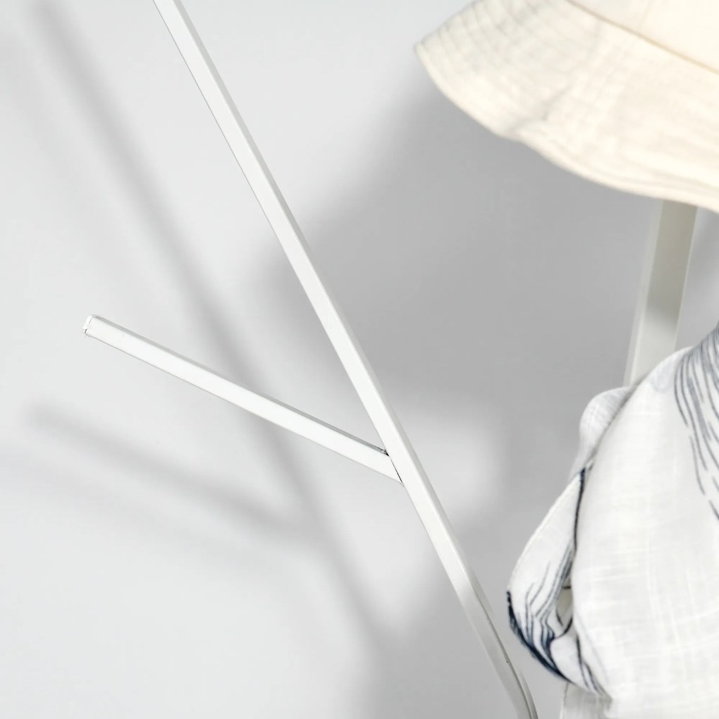 HOMCOM Κρεμάστρα παλτό με ράφι και 8 γάντζους Κρεμάστρα μπουφάν Μοντέρνα κρεμάστρα για ρούχα καπέλο τσάντα, σαλόνι, λευκό