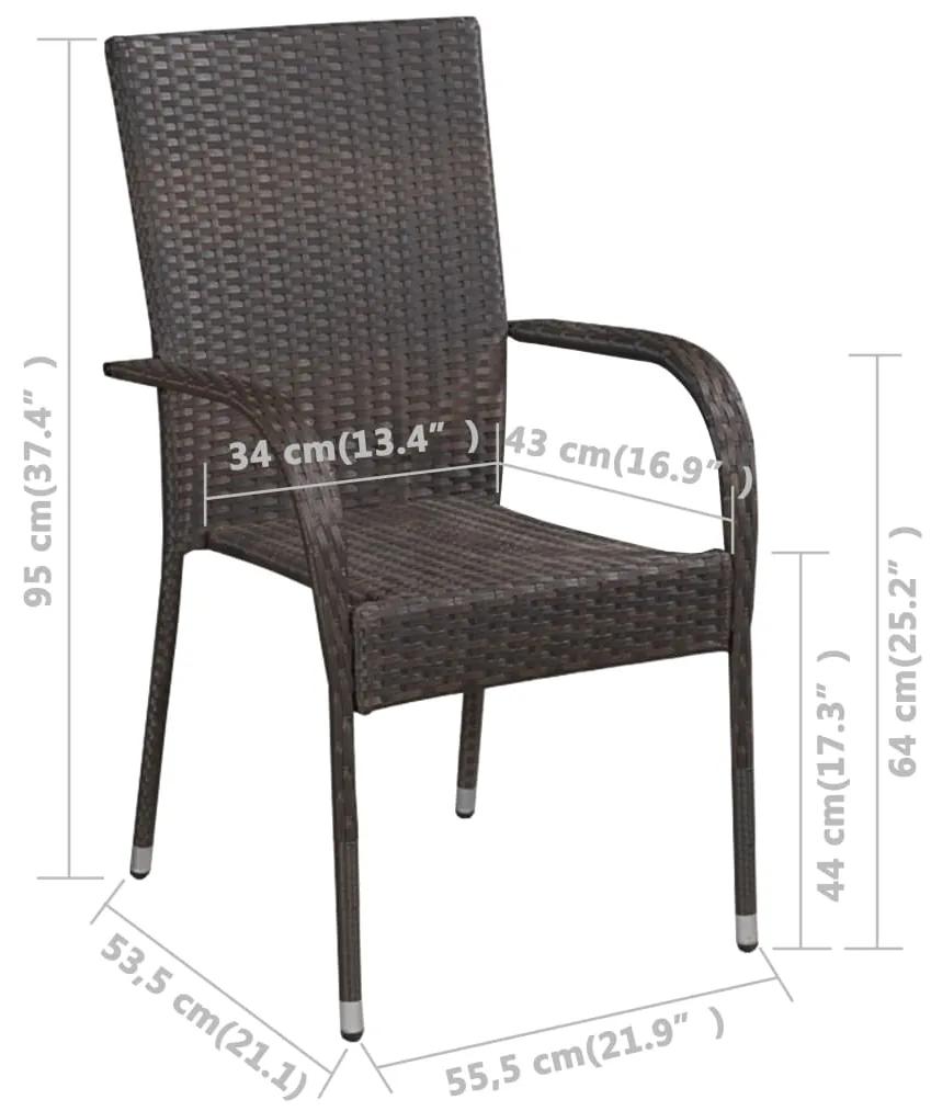 vidaXL Καρέκλες Κήπου Στοιβαζόμενες 6 τεμ. Καφέ από Συνθετικό Ρατάν