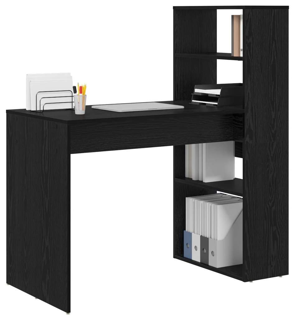 vidaXL Γραφείο με Αποθήκευση Μαύρης Δρυς 113x54x120 εκ Επεξεργασμένο Ξύλο