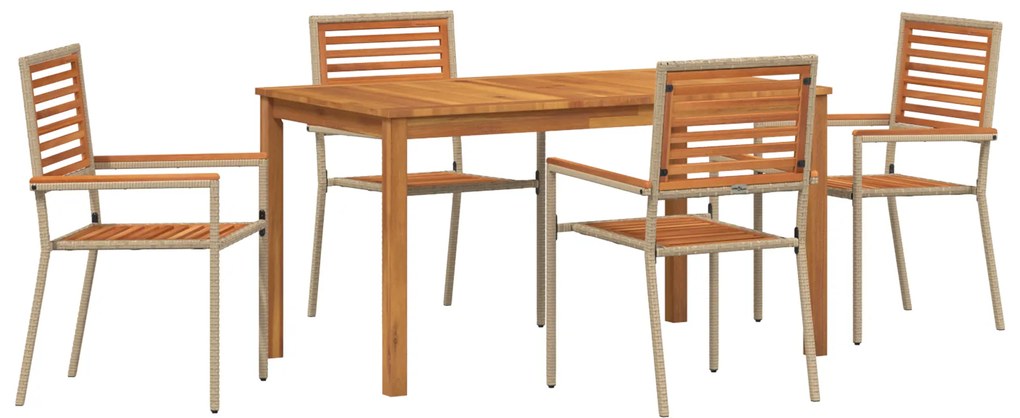 vidaXL Σετ Τραπεζαρίας Κήπου 5 pcs Μπεζ 140 x 80 x 74 cm Ξύλο, Μέταλλο