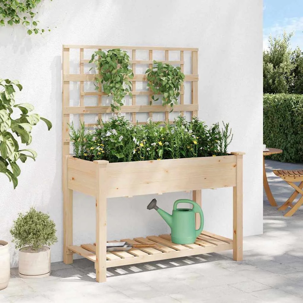 vidaXL Γλάστρα Κήπου Μπεζ 115 x 60.5 x 153 εκ. Στερεό ξύλο έλατου