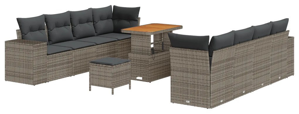 vidaXL Σετ Καναπέ Κήπου με μαξιλάρι 11 pcs Γκρι 90 x 55 x 71 cm