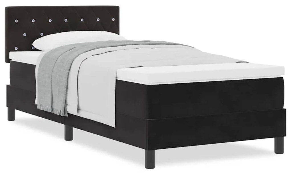 vidaXL Κρεβάτι με Ελατήρια και Στρώμα Μαύρο 90 x 190 cm ύφασμα