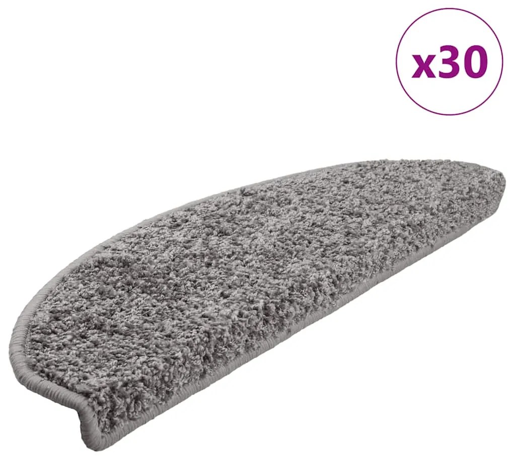 vidaXL Πατάκια για σκάλες 30 τεμάχια Γκρι 65x21x4 cm