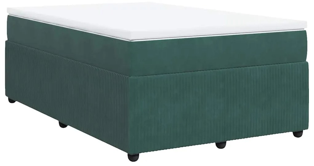 vidaXL Κρεβάτι Boxspring με Στρώμα Σκούρο Πράσινο 120x190εκ. Βελούδινο