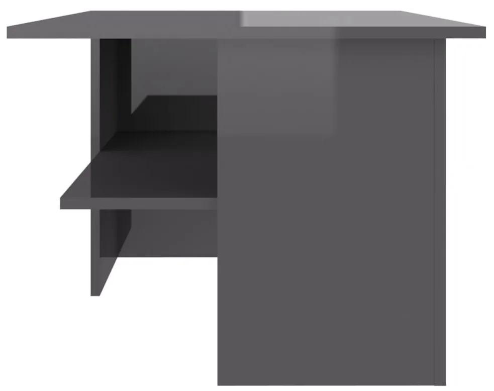 Τραπεζάκι Σαλονιού Γυαλιστερό Γκρι 90x60x46,5 εκ. Μοριοσανίδα - Γκρι