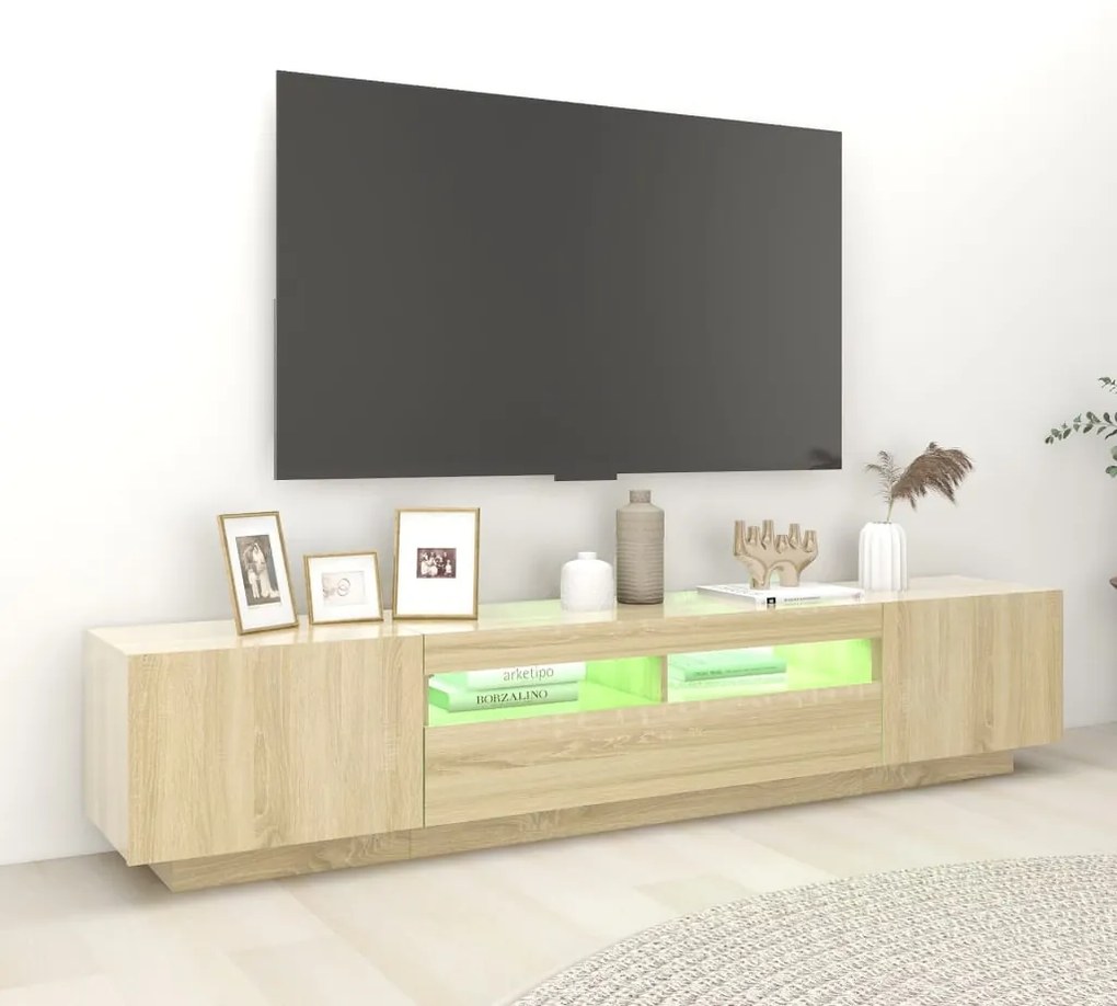 vidaXL Έπιπλο Τηλεόρασης με LED Sonoma Δρυς 200 x 35 x 40 εκ.