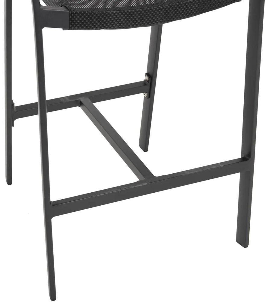 Σκαμπό Μπαρ C5892.05 Αλουμινίου Μαύρο με Μπέζ Rattan & Textline 56x58x105Y εκ. 56x58x105 εκ.