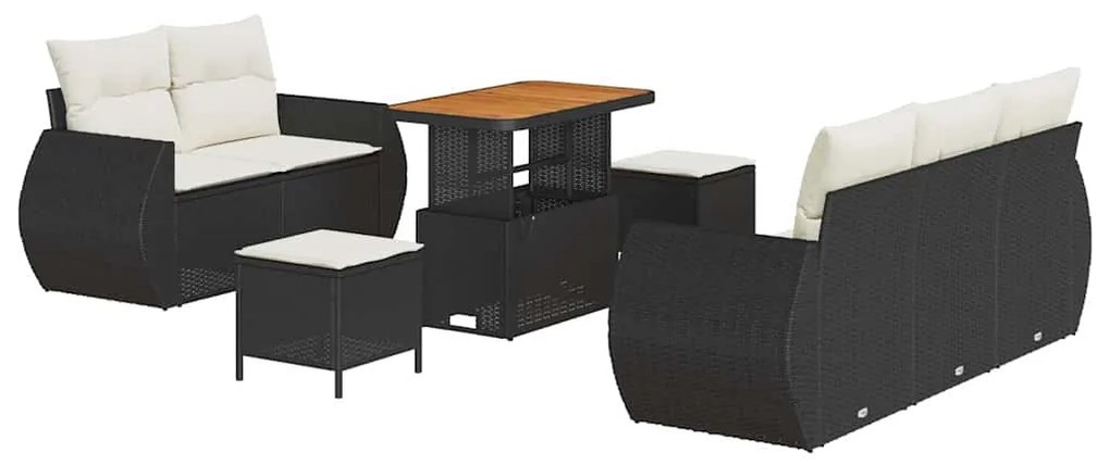 vidaXL Σετ Καναπέ Κήπου 8 pcs Μαύρο συνθετικό ρατάν