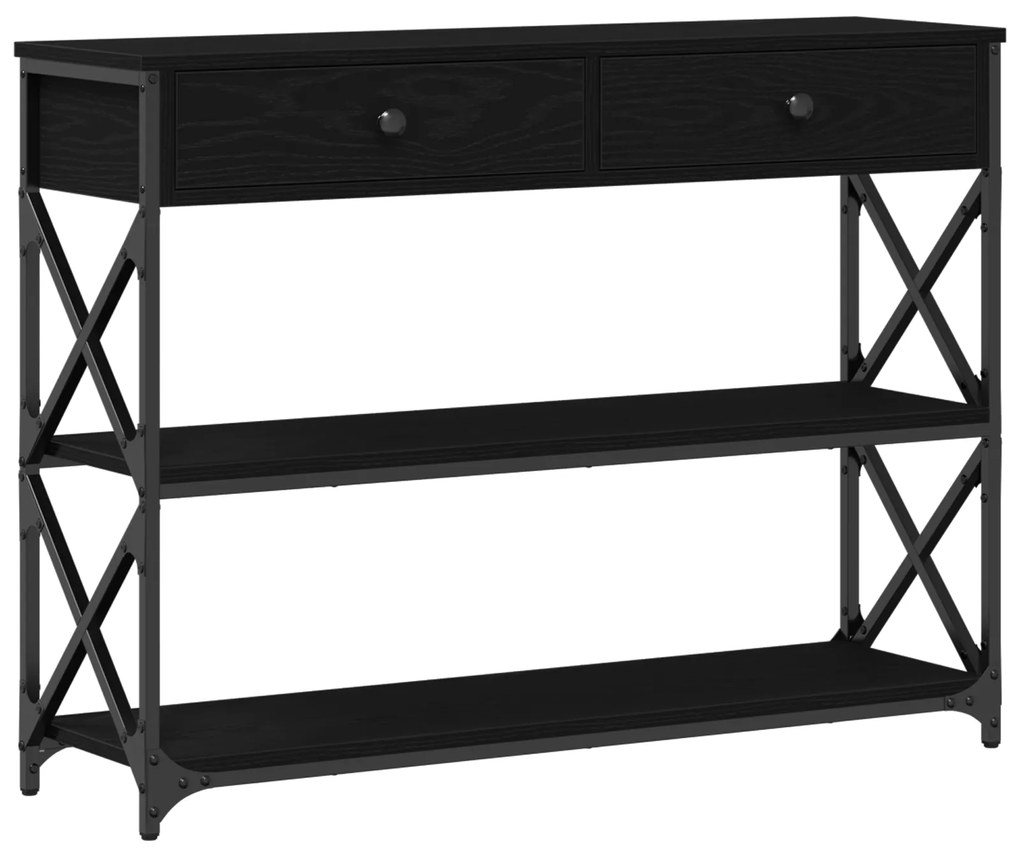 vidaXL Κονσόλα Μαύρη Δρυς 100x28x75 εκ Επεξεργασμένου Ξύλου & Ατσαλιού