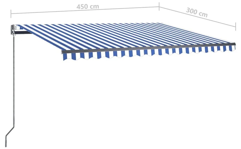 Τέντα Αυτόματη Ανεξάρτητη Μπλε/Λευκό 450 x 300 εκ. - Μπλε