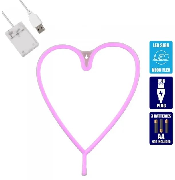 Διακοσμητικό Φωτιστικό Neon Led Ροζ Heart Line 78593 Globostar 78593 Ροζ