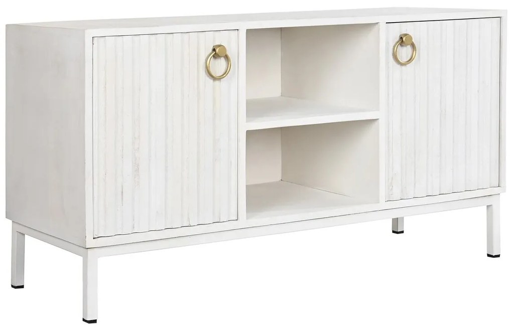 Τηλεόραση DKD Home Decor Χρυσό Μέταλλο Λευκό Ξύλο από Μάνγκο 120 x 40 x 60 cm