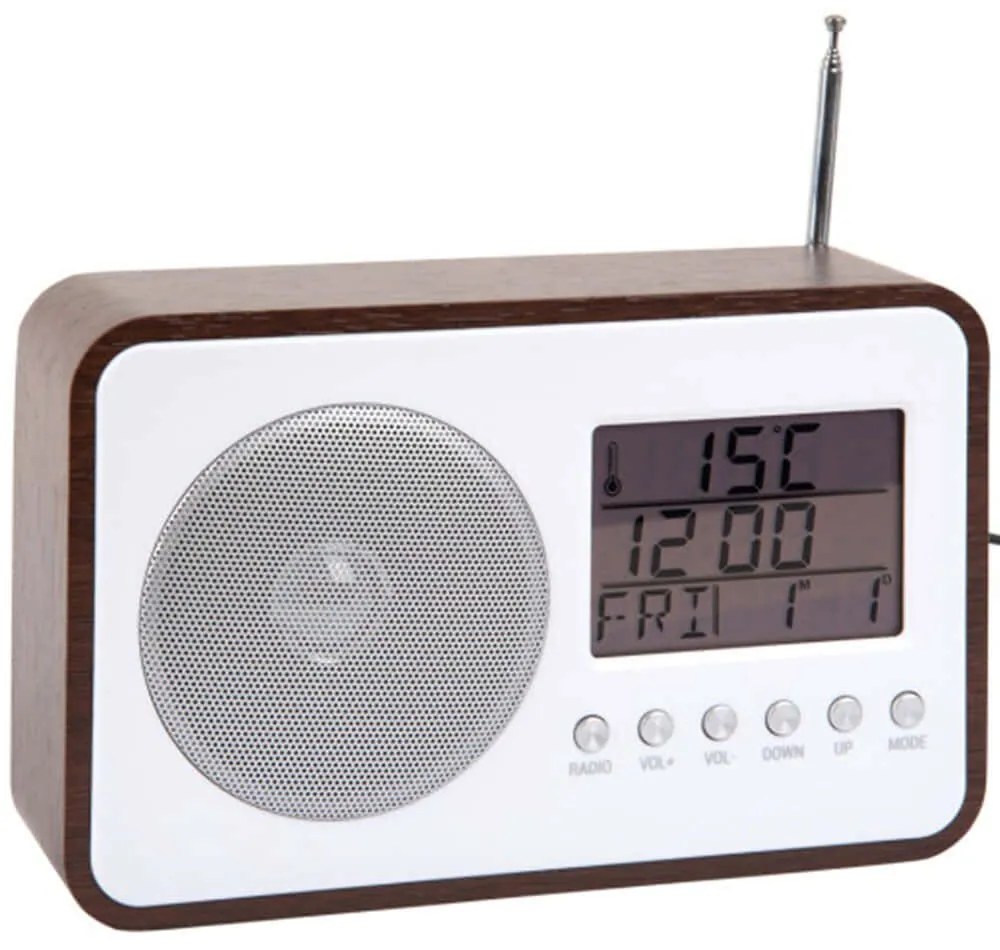 Ρολόι Επιτραπέζιο - Ξυπνητήρι Με Radio FM KA6036DW 6,6x12,5cm Veneer Dark Wood Brown Karlsson Mdf