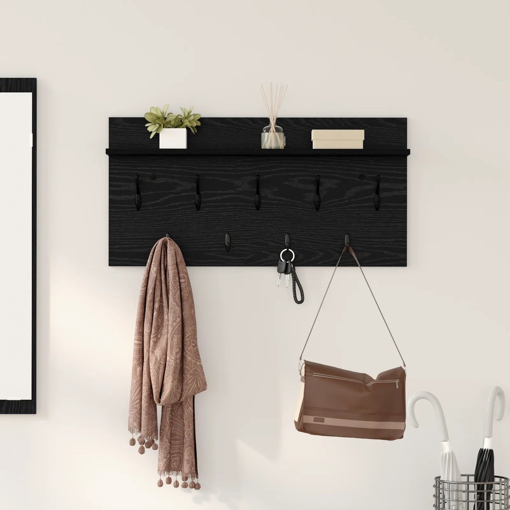vidaXL Τοίχου Κρεμάστρα Μαύρη δρυς 80 x 40 x 12 cm Επεξεργασμένο ξύλο