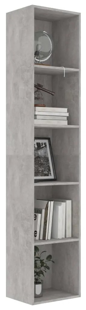 Βιβλιοθήκη Γκρι του Σκυροδέματος 40x30x189 εκ. από Επεξ. Ξύλο 800958