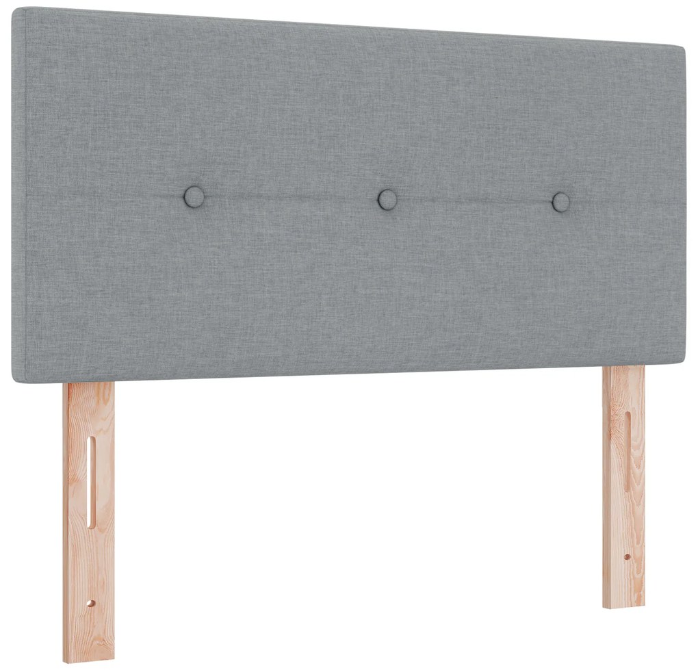 vidaXL Κρεβάτι Box Spring με Στρώμα - Ανοιχτό Γκρι, 90x200 cm, Υφασμάτινο
