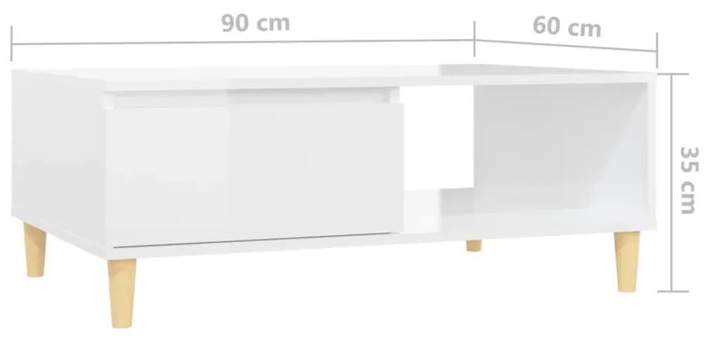 Τραπεζάκι Σαλονιού Γυαλιστερό Λευκό 90x60x35 εκ. Μοριοσανίδα - Λευκό