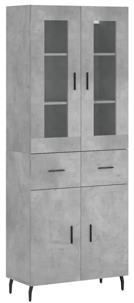 vidaXL Ντουλάπι Γκρι Σκυροδέματος 69,5x34x180 εκ. Επεξεργασμένο Ξύλο