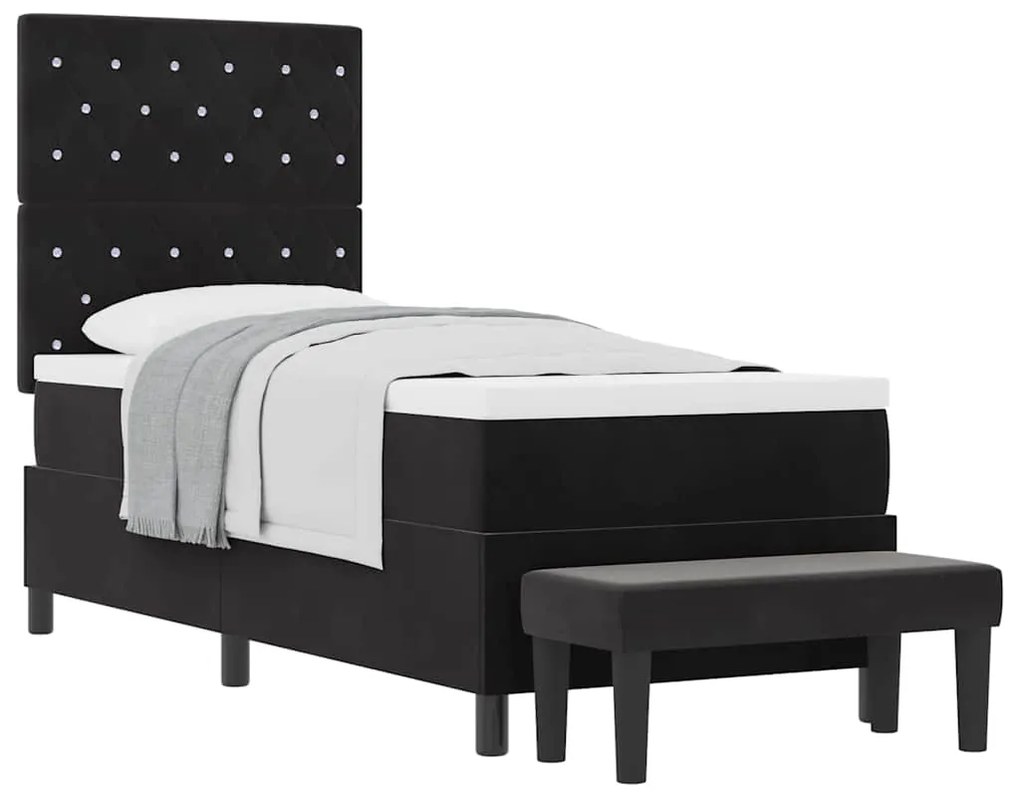 vidaXL Κρεβάτι με ελατήρια με στρώμα Μαύρο 80 x 200 cm Βελούδο