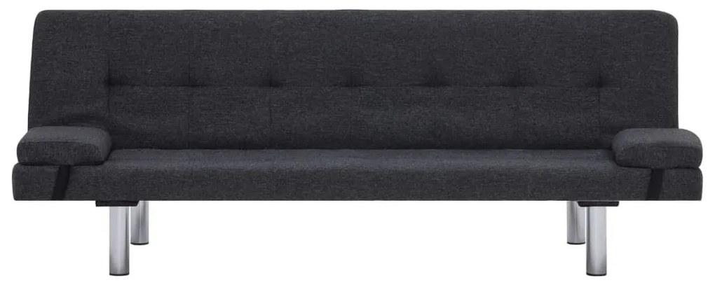 Καναπές - Κρεβάτι με Δύο Μαξιλάρια Σκούρο Γκρι από Πολυεστέρα - Γκρι