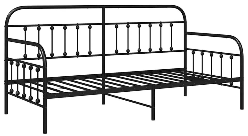 vidaXL Σκελετός κρεβατιού ημέρας Μαύρο 100 x 190 cm