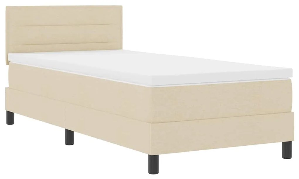 vidaXL Κρεβάτι box spring με στρώμα με στρώμα Κρεμ 100 x 200 cm ύφασμα