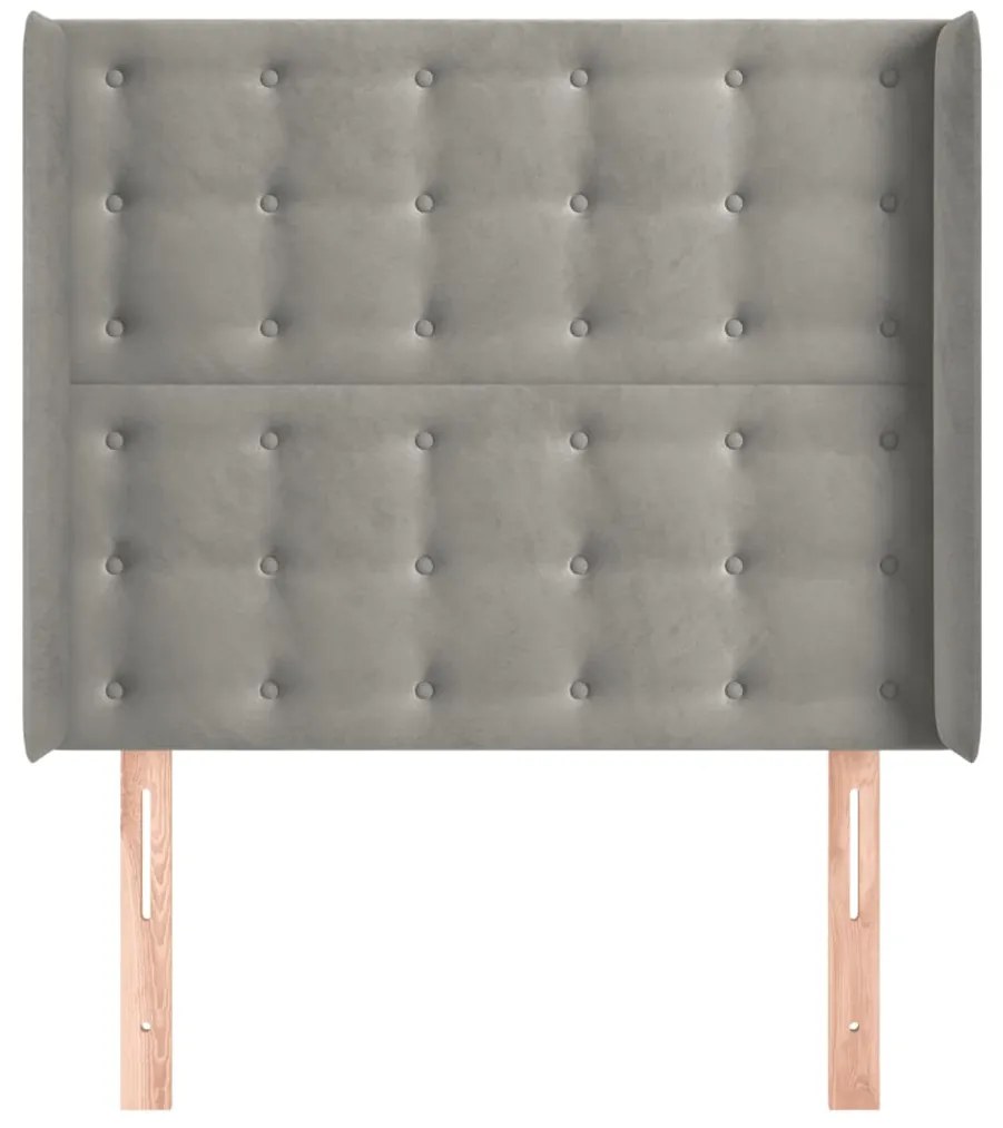 vidaXL Κεφαλάρι με Πτερύγια Ανοιχτό Γκρι 83x16x118/128 εκ. Βελούδινο