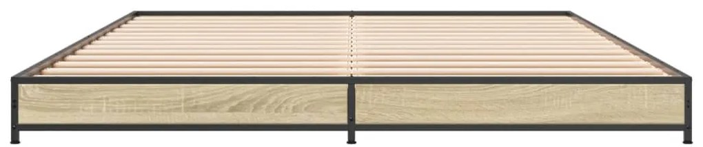 vidaXL Πλαίσιο Κρεβατιού Sonoma Δρυς 135x190 εκ. Επεξ. Ξύλο &amp; Μέταλλο