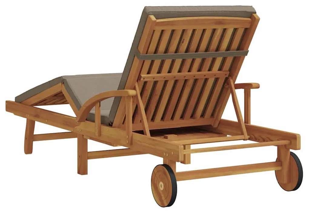 vidaXL Ξαπλώστρα με μαξιλάρι Taupe 200 x 67 x 84εκ Μασίφ ξύλο ακακίας