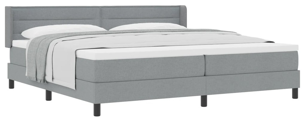 vidaXL Κρεβάτι Box Spring  με Στρώμα - Ανοιχτό Γκρι - 200 x 200 εκ - Υλικό