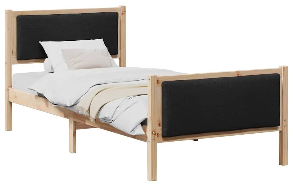 vidaXL Σκελετός Κρεβατιού με κεφαλάρι Μαύρο 90 x 200 cm ύφασμα