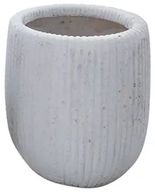 MarHome ΚΑΣΠΩ FIBERCLAY ΛΕΥΚΟ ΙΒΟΥΑΡ ΣΤΡΟΓΓΥΛΟ-ΓΡΑΜΜΩΣΕΙΣ ΚΑΘΕΤΕΣ ΜΙΚΡΟ - Φ23x28cm 06-23217-S