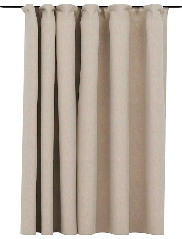 vidaXL Κουρτίνα Συσκότισης με Όψη Λινού & Γάντζους Μπεζ 290x245 εκ.