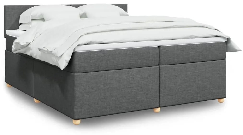 ΚΡΕΒΑΤΙ BOXSPRING ΜΕ ΣΤΡΩΜΑ ΣΚΟΥΡΟ ΓΚΡΙ 200X200 ΕΚ. ΥΦΑΣΜΑΤΙΝΟ 3286781