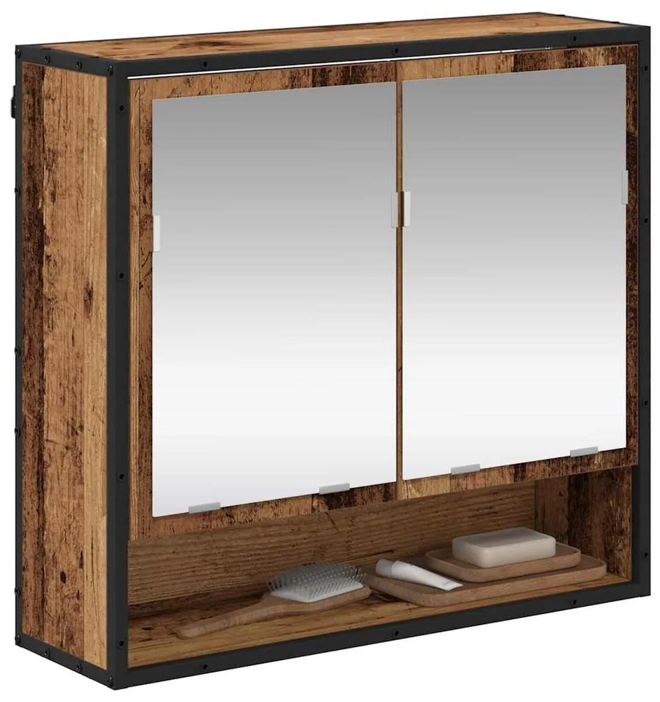 vidaXL Ράφι Τοίχου με ράφι Επιτοίχιο Παλιό ξύλο 65 x 20 x 60 εκ