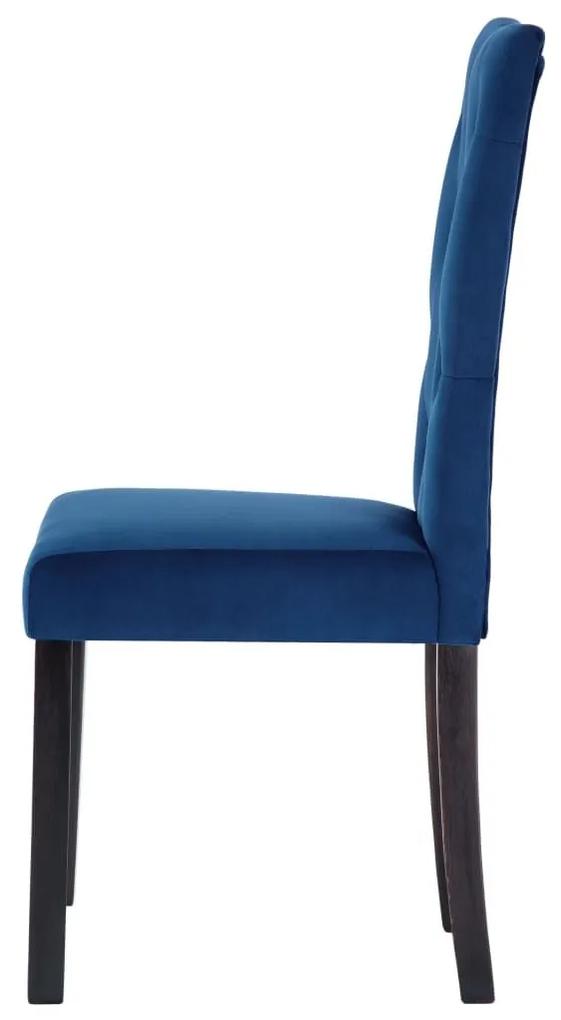 Καρέκλες Τραπεζαρίας 2 τεμ. Σκούρο Μπλε Βελούδινες - Μπλε