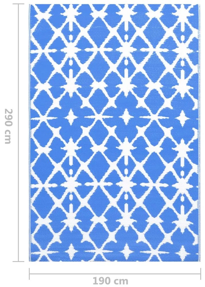 χαλί εξωτερικού χώρου ARAKIL μπλε και λευκό 190x290 cm PP - Μπλε