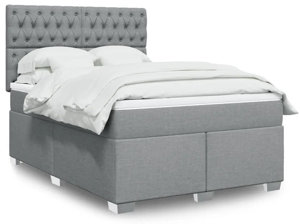 ΚΡΕΒΑΤΙ BOXSPRING ΜΕ ΣΤΡΩΜΑ ΑΝΟΙΧΤΟ ΓΚΡΙ 140X190 ΕΚ. ΥΦΑΣΜΑΤΙΝΟ 3292790