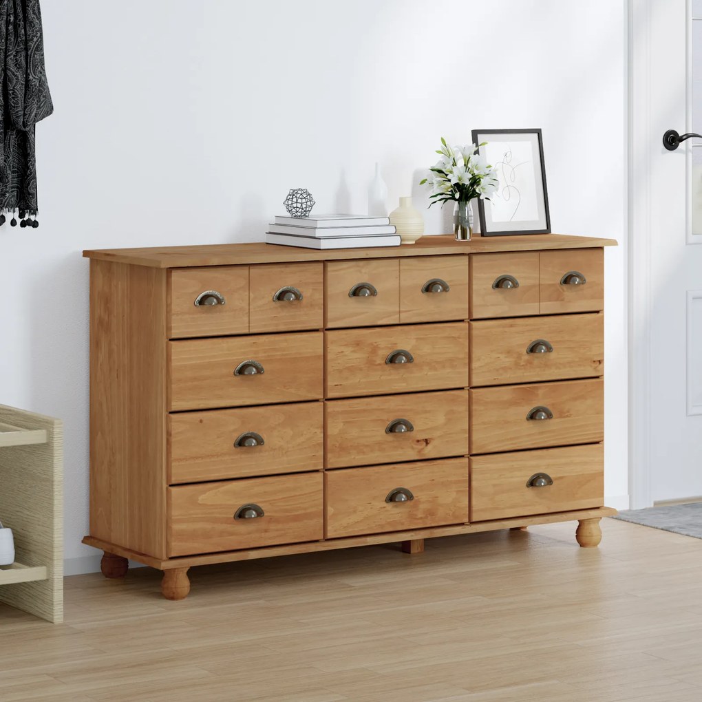 vidaXL Συρταριέρα με συρτάρι Καφέ 79 x 40 x 133.5 εκ Μασίφ ξύλο πεύκου
