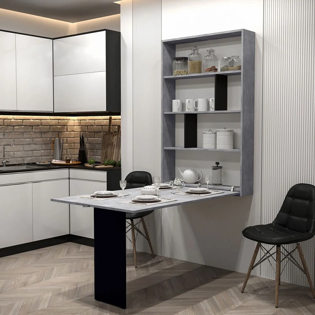 Τραπέζι Hartford 428, Σκυρόδεμα, Μαύρο, 73x80x130cm, 39 kg, Πλαστικοποιημένη μοριοσανίδα | Epipla1.gr