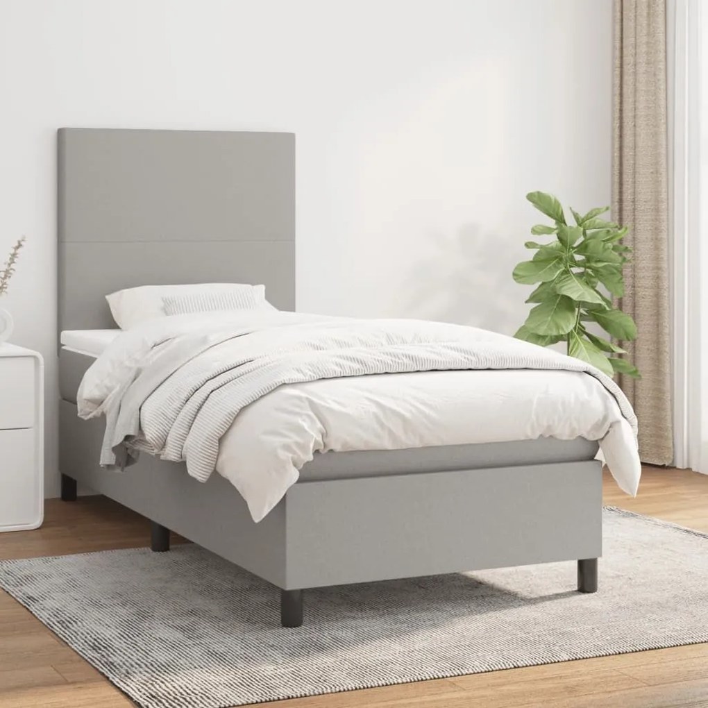 ΚΡΕΒΑΤΙ BOXSPRING ΜΕ ΣΤΡΩΜΑ ΑΝΟΙΧΤΟ ΓΚΡΙ 100X200 ΕΚ. ΥΦΑΣΜΑΤΙΝΟ 3141593