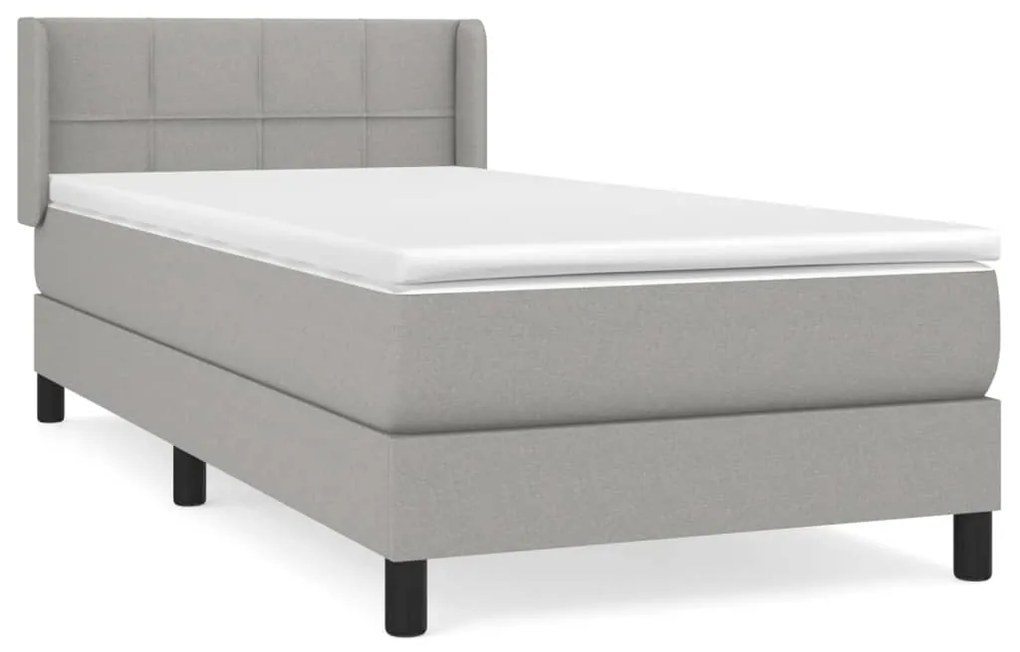 vidaXL Κρεβάτι Boxspring με Στρώμα Ανοιχτό Γκρι 100x200 εκ. Υφασμάτινο