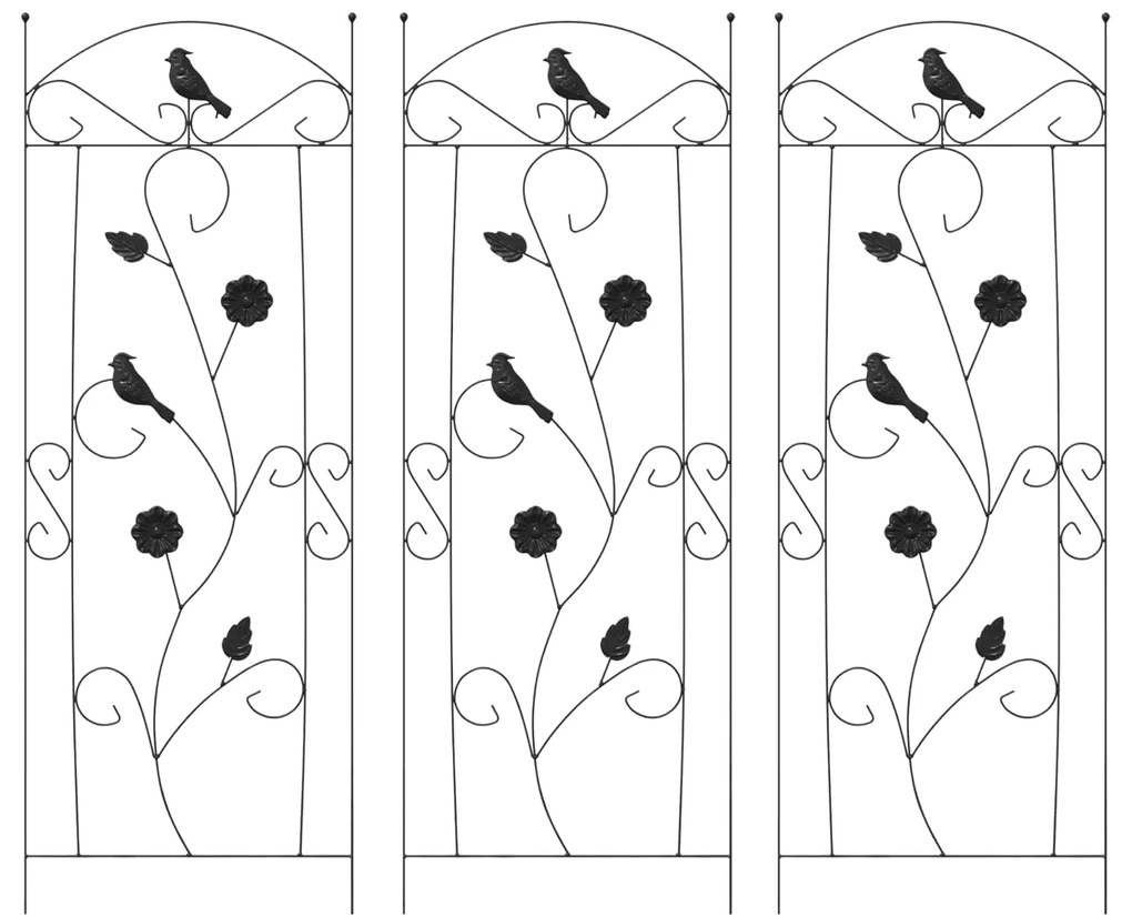 vidaXL Φράχτης Κήπου 3 pcs Μαύρο 112 x 40 εκ Ατσάλι