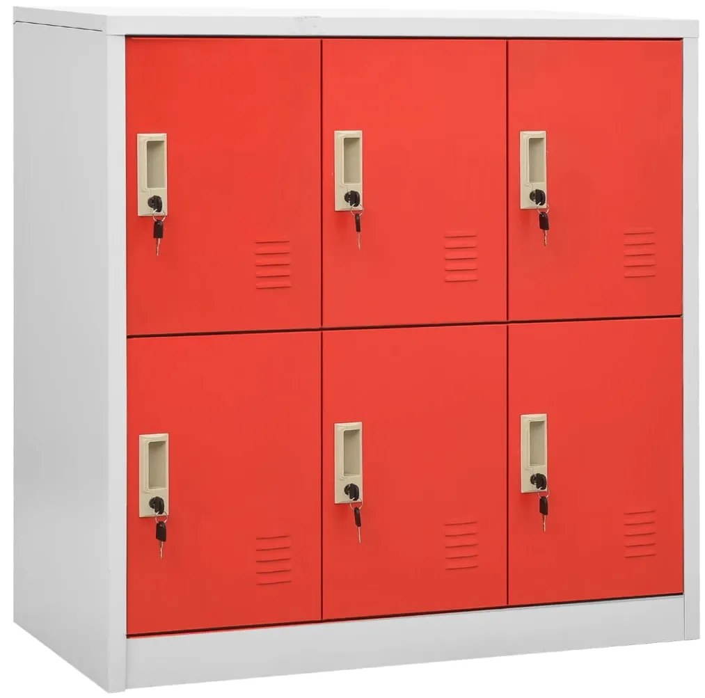vidaXL Φοριαμοί 2 τεμ. Ανοιχτό Γκρι/Κόκκινο 90x45x92,5 εκ. Ατσάλινοι