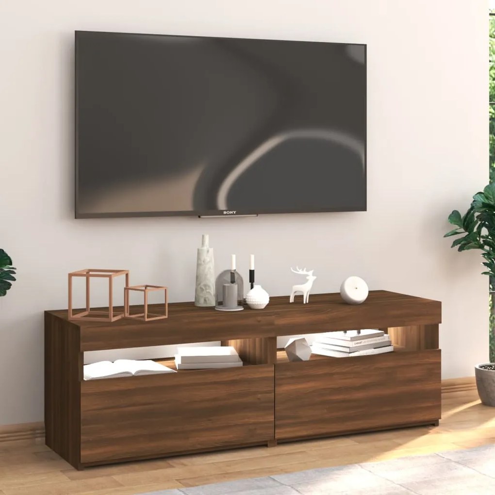 Έπιπλο Τηλεόρασης με LED Καφέ Δρυς 120x35x40 εκ. 815674