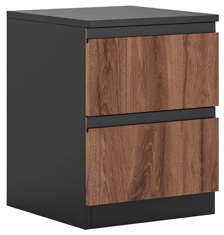 Ξύλινο Κομοδίνο RONAN Livorno Oak/Μαύρο 52.5x40x42cm