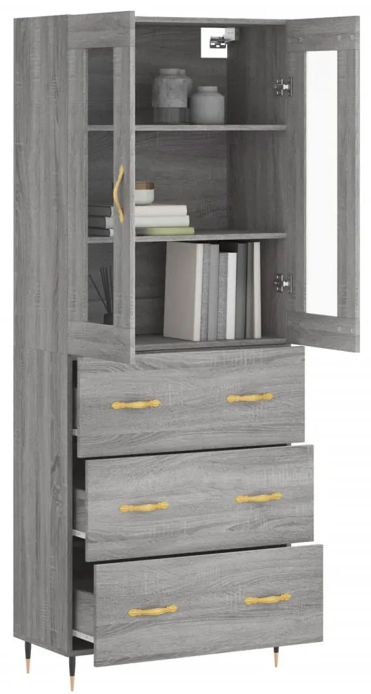 vidaXL Ντουλάπι Γκρι Sonoma 69,5 x 34 x 180 εκ. Επεξεργασμένο Ξύλο