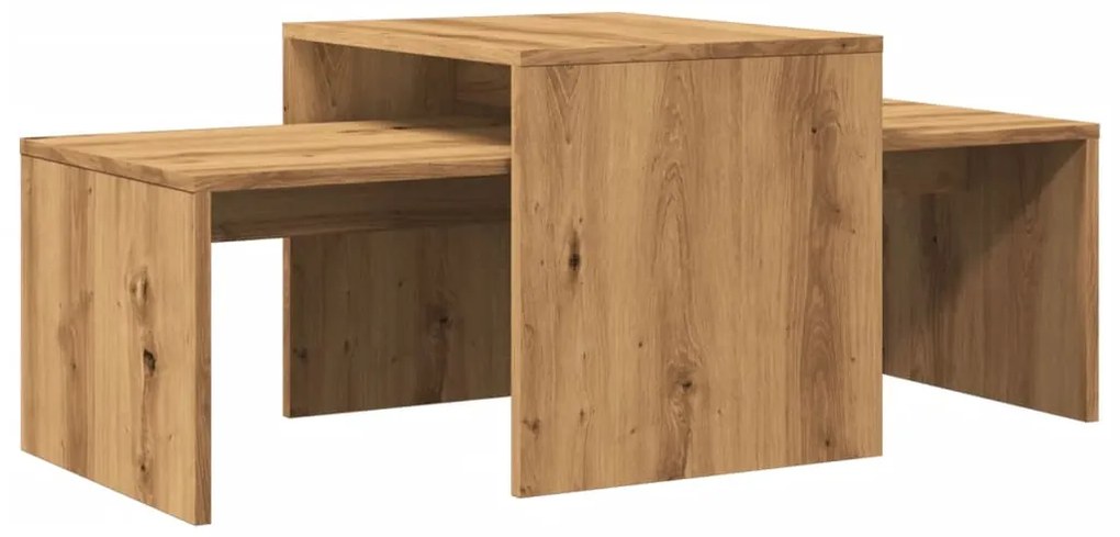 vidaXL Σετ Τραπεζάκια Σαλονιού Artisan Δρυς 100x48x40 εκ. Επεξ. Ξύλο